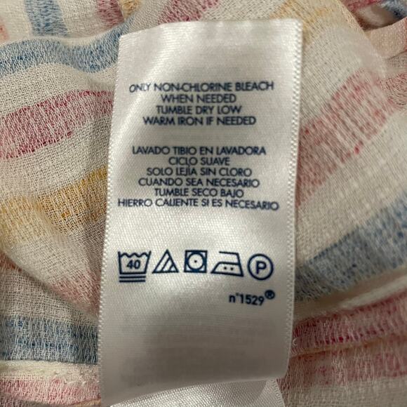 Chaps Small Ruffle Front Blouse Stripe Long Sleeve Square Neck Cotton Blend - Picture 7 of 10